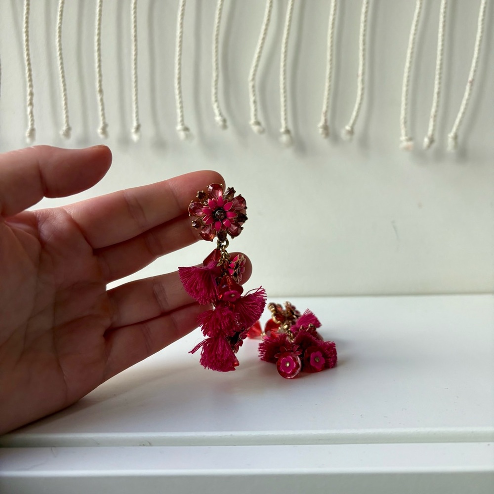 JCrew Pink Tassel Earrings